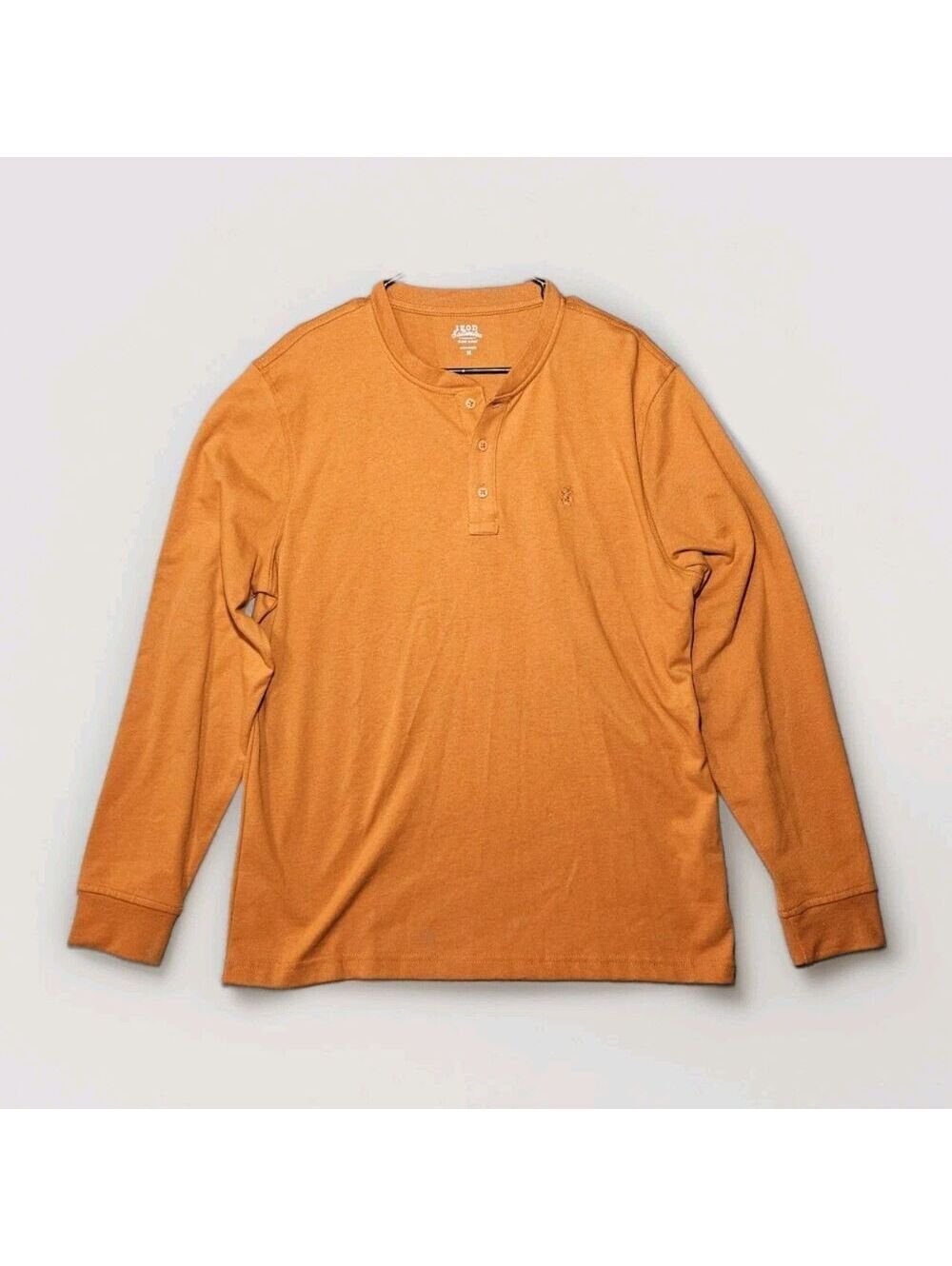 IZOD Saltwater Men's M Burnt Orange Long Sleeve Henley Relaxed Classic